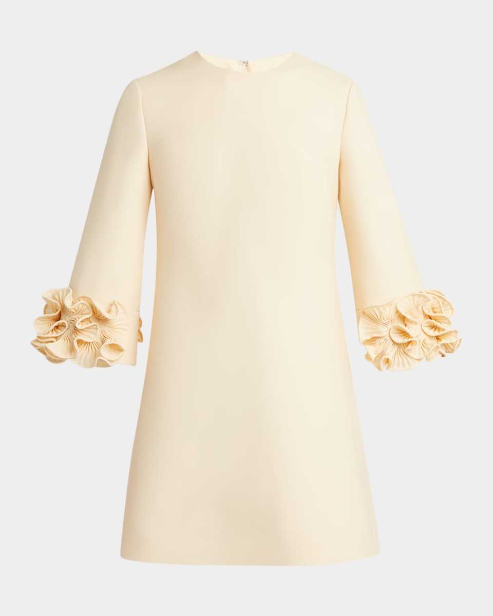 Ruffle Cuff Crepe Couture Short Dress